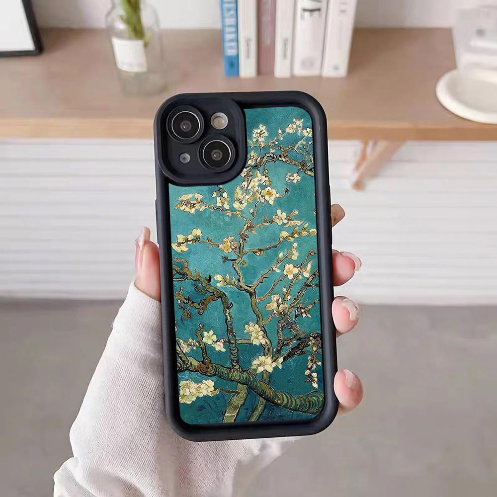 Oil Painting Flower Pattern Mobile Phone Case Suitable for iPhone 17 16 15 14 13 12 11 Pro/ Max /Plus Anti-fall and Shockproof