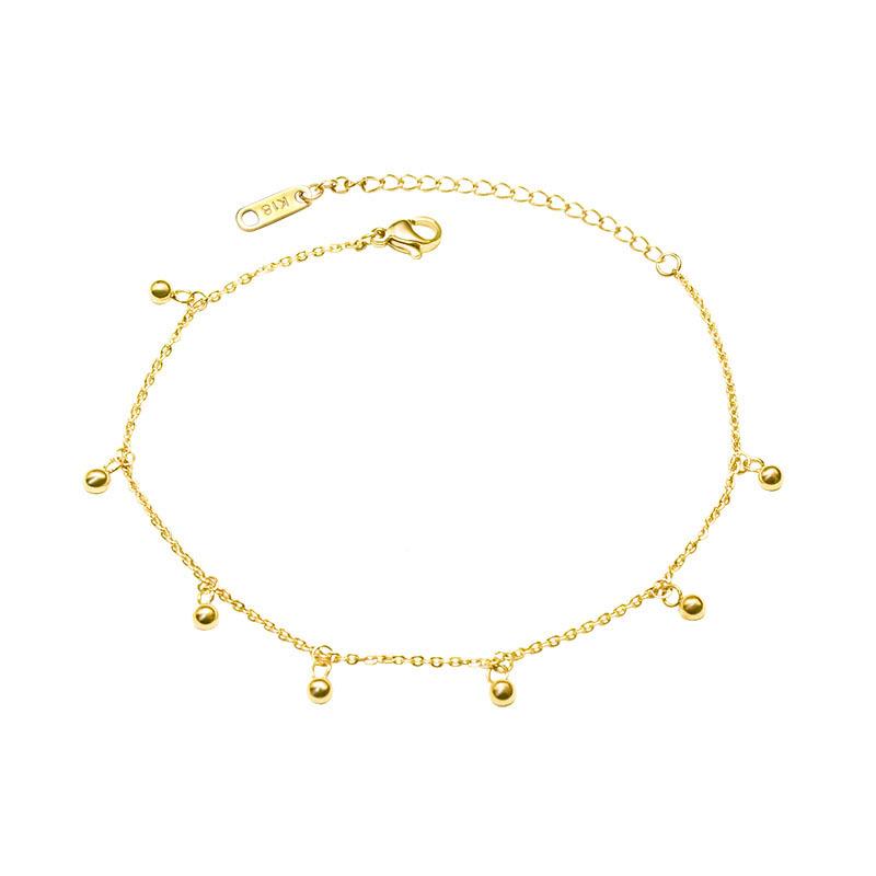 Elegant Round Bead Anklet In 18k Gold Titanium Steel - Women's Fashion Jewelry S080
