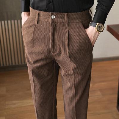 Men's Slim Fit Corduroy Trousers - Trendy Korean Style for Fall/Winter 2023