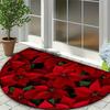 Welcome Door Mat Half Round Christmas Red Felt NonSlip Rug for Front Entrance Merry Christmas Lettering Tree Holiday Decor