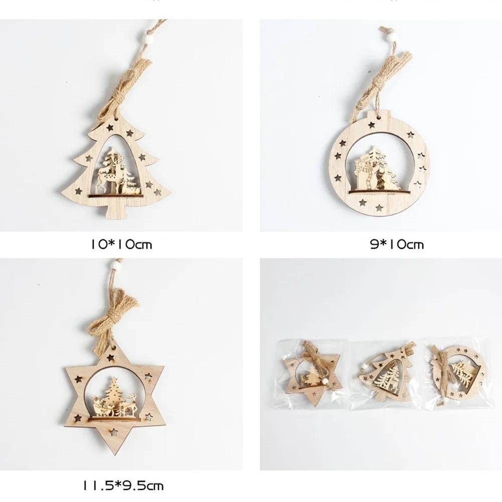 1 Stück Hölzerner Stereoskopischer Weihnachtsbaum Hängeanhänger Kreative Festdekoration