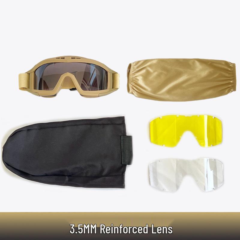 Impact-Resistant Tactical Combat Goggles - Windproof & Sandproof Shooting Glasses for Outdoor Use
