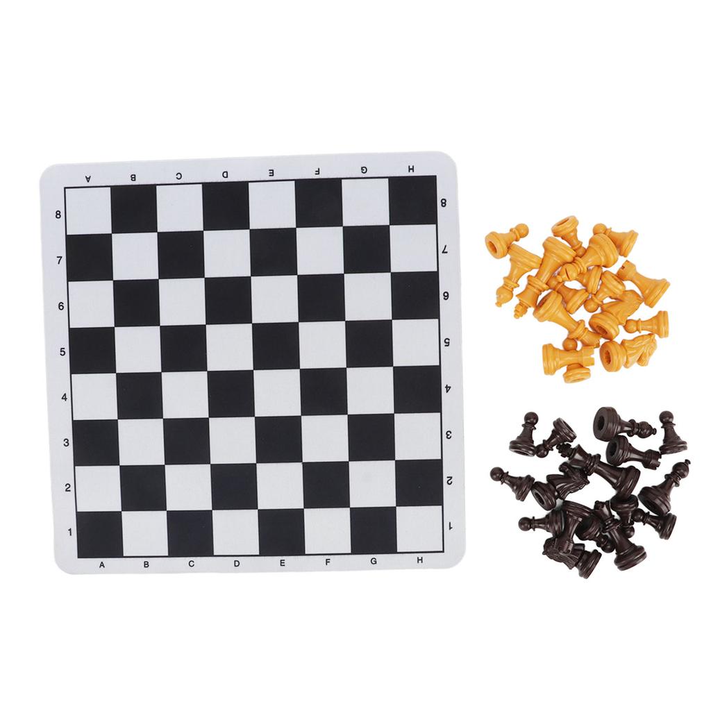 Chessmen with 1.89in King Plastic Chess Pieces with Chessboard for Adults Kids Party Supplies Brown and Yellow
