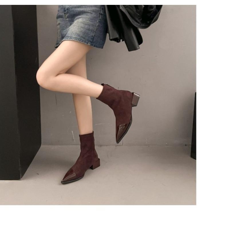 On Retro Pointed Ankle Boots with French 2026 New Autumn and Winter Fashiperament High Heels and Zipper Short Boots