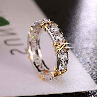 925 Sterling Silver Cross Color Separation Ring for Women Man Wedding Engagement Party Fashion Charm Jewelry \tYDHR325