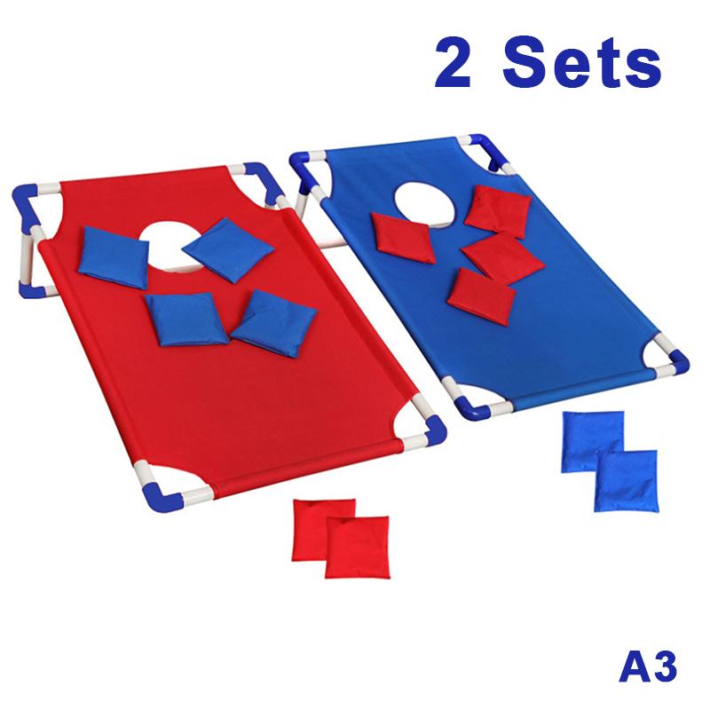 Outdoor Sandbag Throwing Game Set 2 In 1 Portable Cornhole Board Foldable Bean Bag Toss for Backyard Family Party