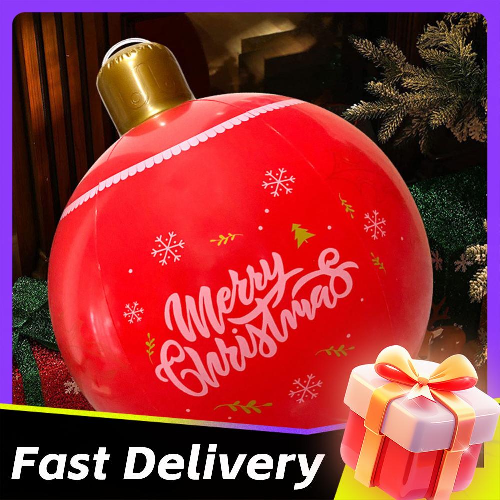 24 Inch PVC Giant Inflatable Christmas Ball PVC Inflatable Christmas Ball Outdoor Christmas Decoration Ball Festival Party Decor