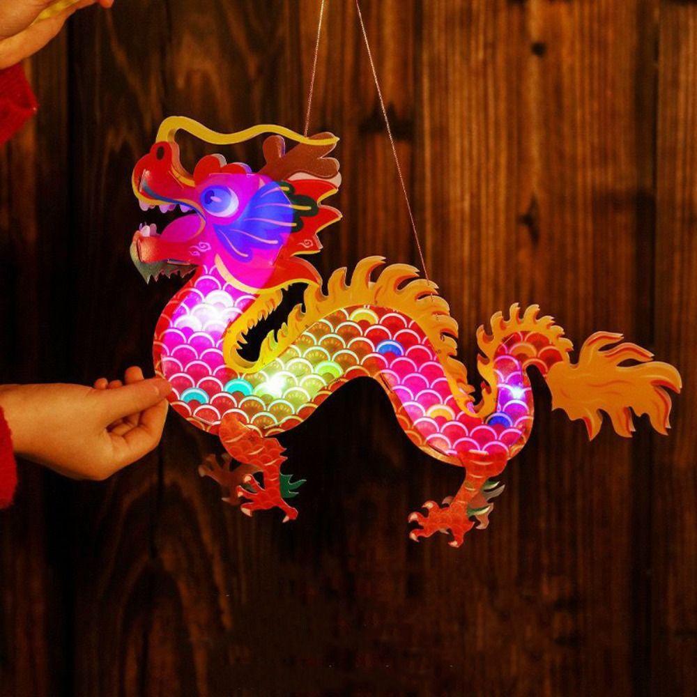 Luminous Mid-Autumn Dragon Dance Lantern Cartoon Handheld Dragon Lantern  Children's Toys