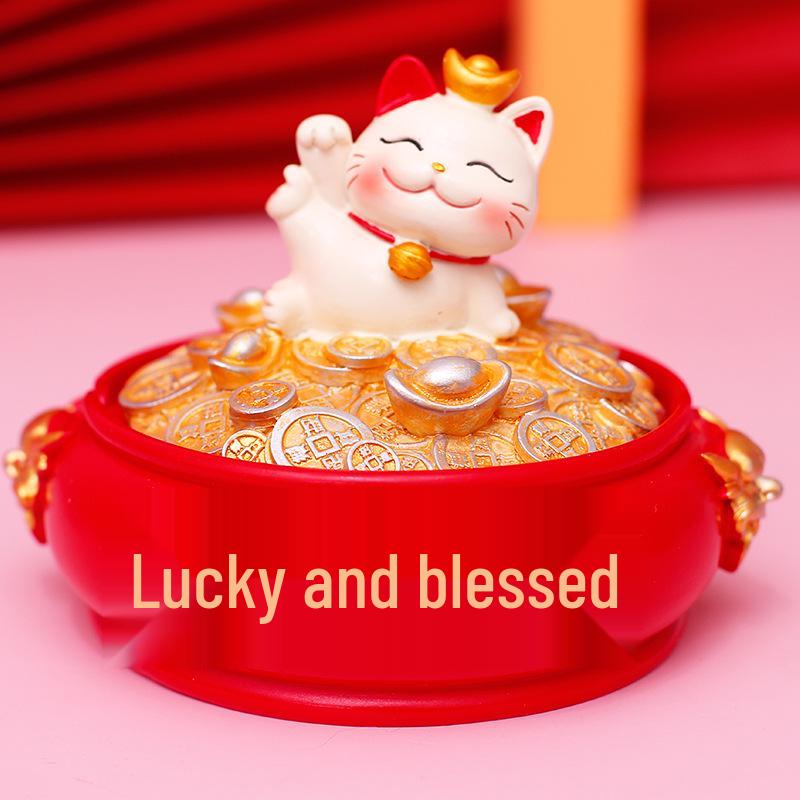 Festive Cat New Year Ornament - Creative Living Room Decoration & Entrance Craft Gift