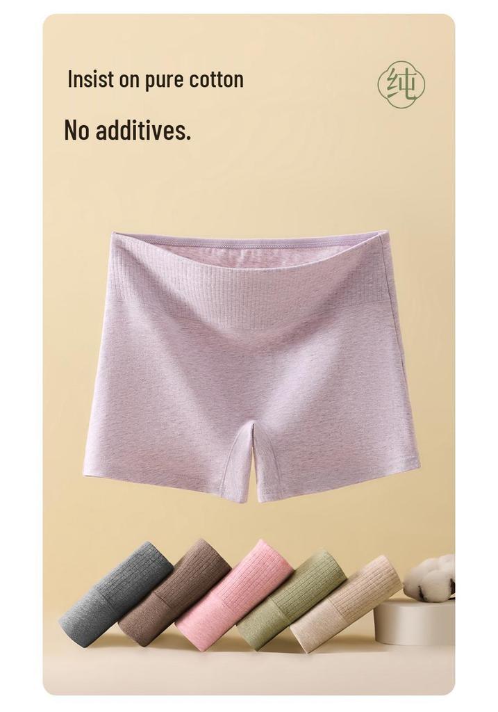 Plus Size Mid-Waist Pure Cotton Women's Safety Underwear: Hip-Hugging, Anti-Chafing Boxer Briefs