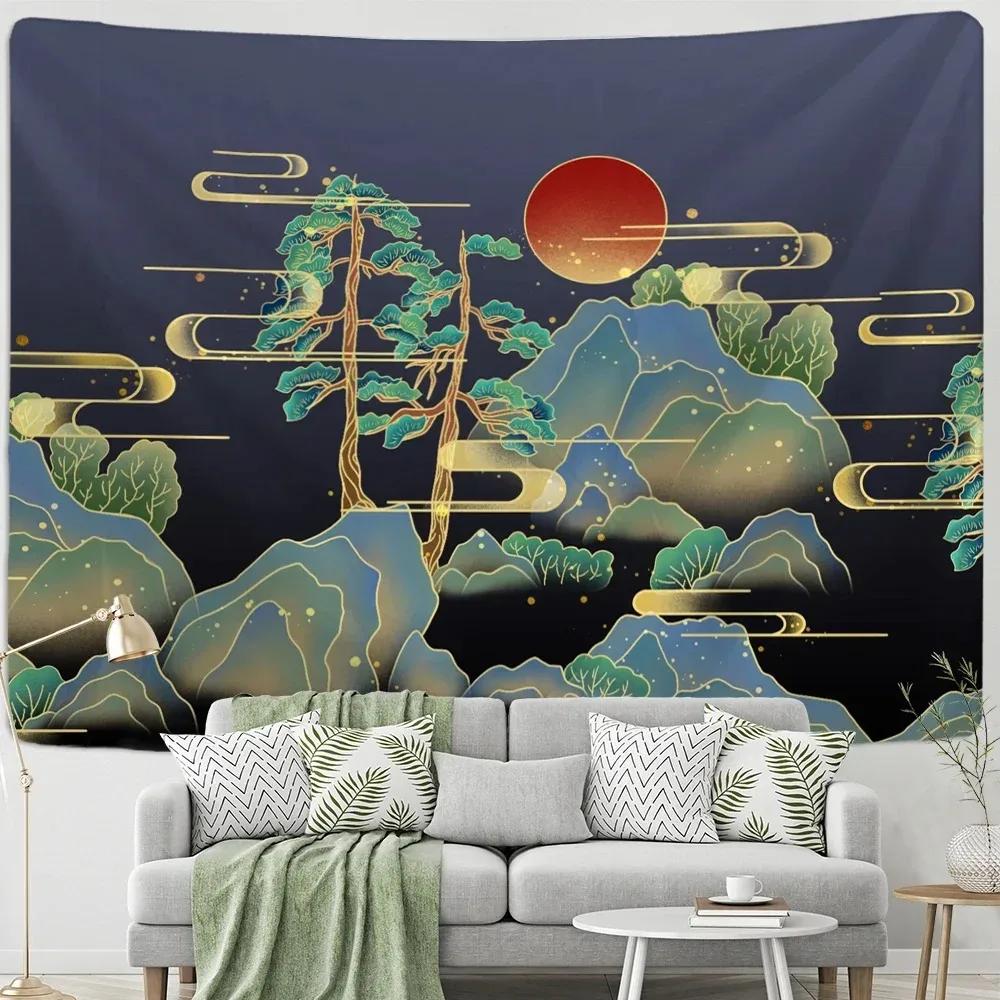 Chinese Style Ink Painting Wall Decoration Tapestry Home Living Room Tapestry