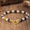 Naturstein-Perlenkette, Perlen-Tigerauge-Armband, hochwertiger Schmuck, Halsketten-Armband-Set