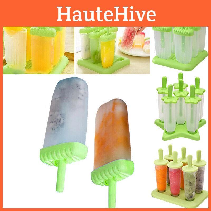 Bright Green 6pcs Pack Ice Lolly Cream Maker Mold For Diy Popsicle And Frozen Yogurt
