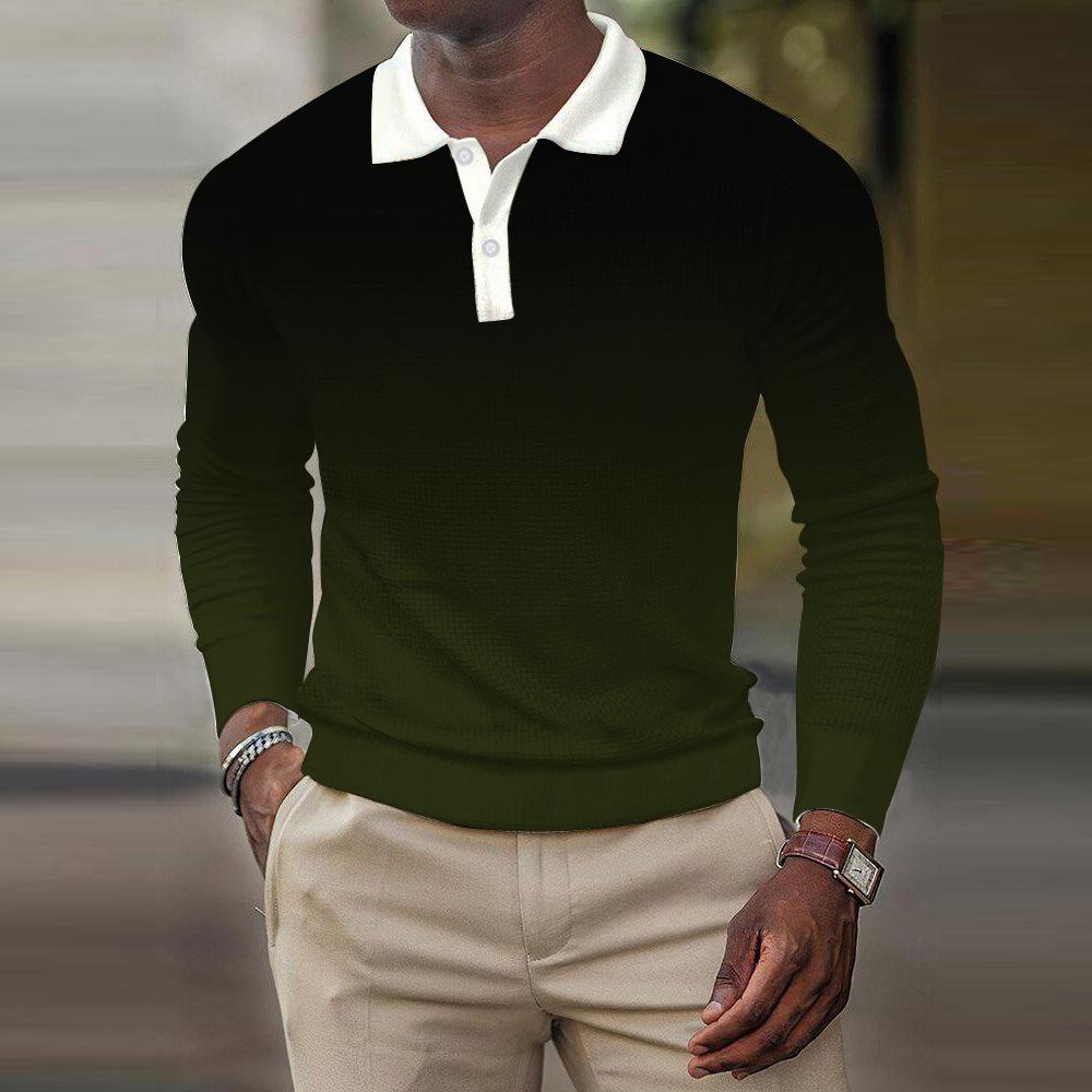 Stylish Long Sleeve Polo Shirt for Men, Casual Daily Essential