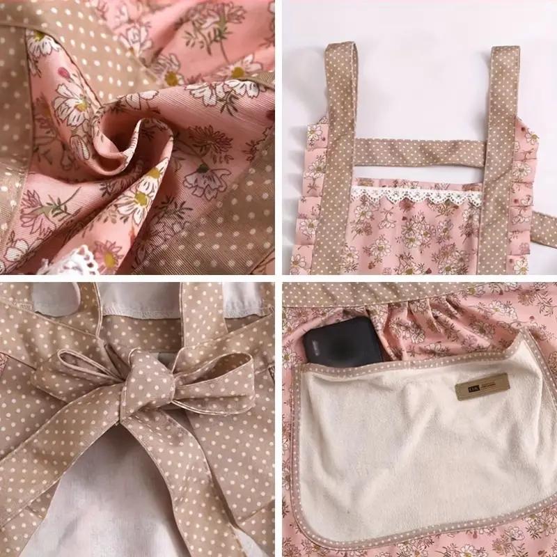 Modische Blumenschürze - Verstellbare H-Träger, Handabwischtasche, Stoff, Geeignet zum Kochen, Backen, Gärtnern und für Outdoor-Aktivitäten