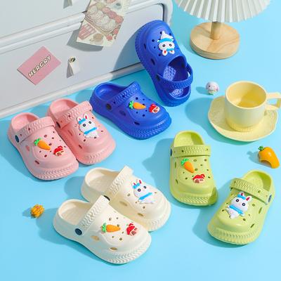 Kids Summer Cartoon Rabbit Clogs Lightweight Non Slip Breathable EVA Sandals Protective Toe Cap Shoes For Boys And Girls