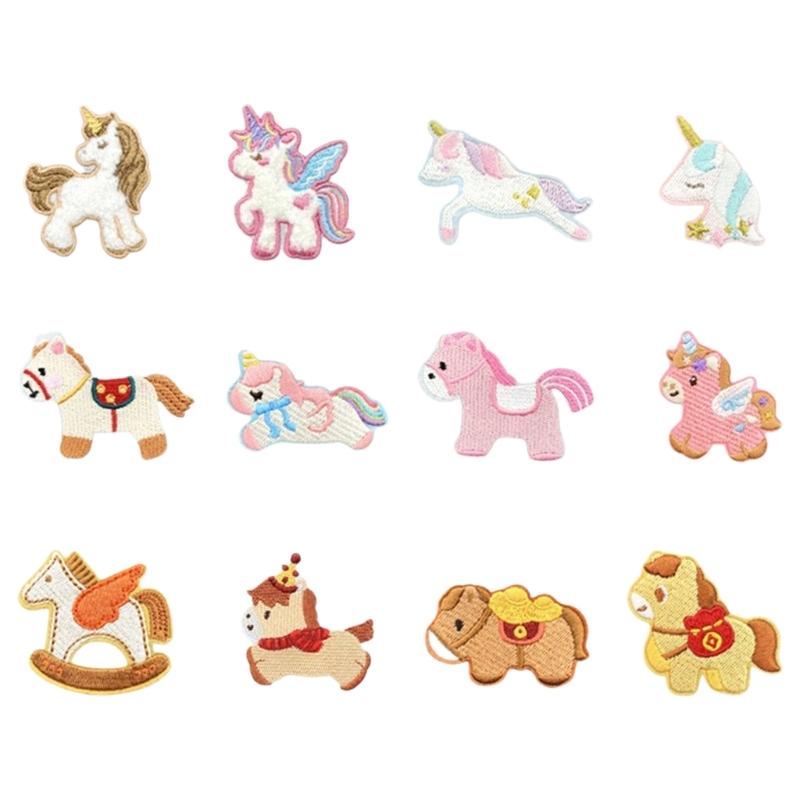 

12PCS Chinese Zodiacs Horse Embroidery Iron On Patches For Phone Case And Clothing 1
