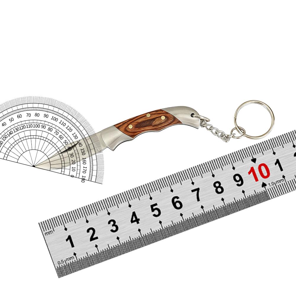 Portable Stainless Steel Mini Folding Knife, Colored Wood Handle Keychain, Durable EDC Tool for Camping & Everyday Carry