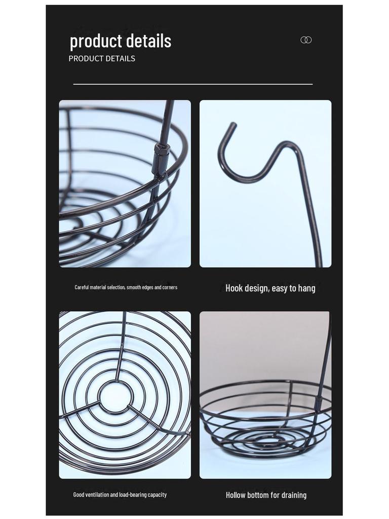 Obstkorb aus Eisen mit abnehmbarem Bananenhaken – kreatives Aufbewahrungsregal für Snacks