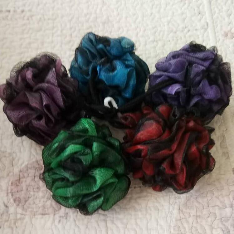 Charcoal Loofah Sponge, Shower Loofah 60g/PCS - Body Scrubber Loofa Set of 4 - Charcoal Blue, Green, Purple & Red, Bath Sponge for Men and Women
