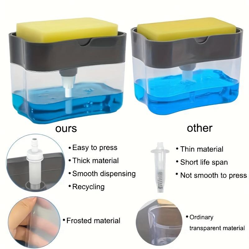 Manual Hand Sanitizer Dispenser with Sponge Rack for Space Saving, Manual Pressing, Easy Maintenance, Suitable for Kitchen Sink-Excluding Sponge