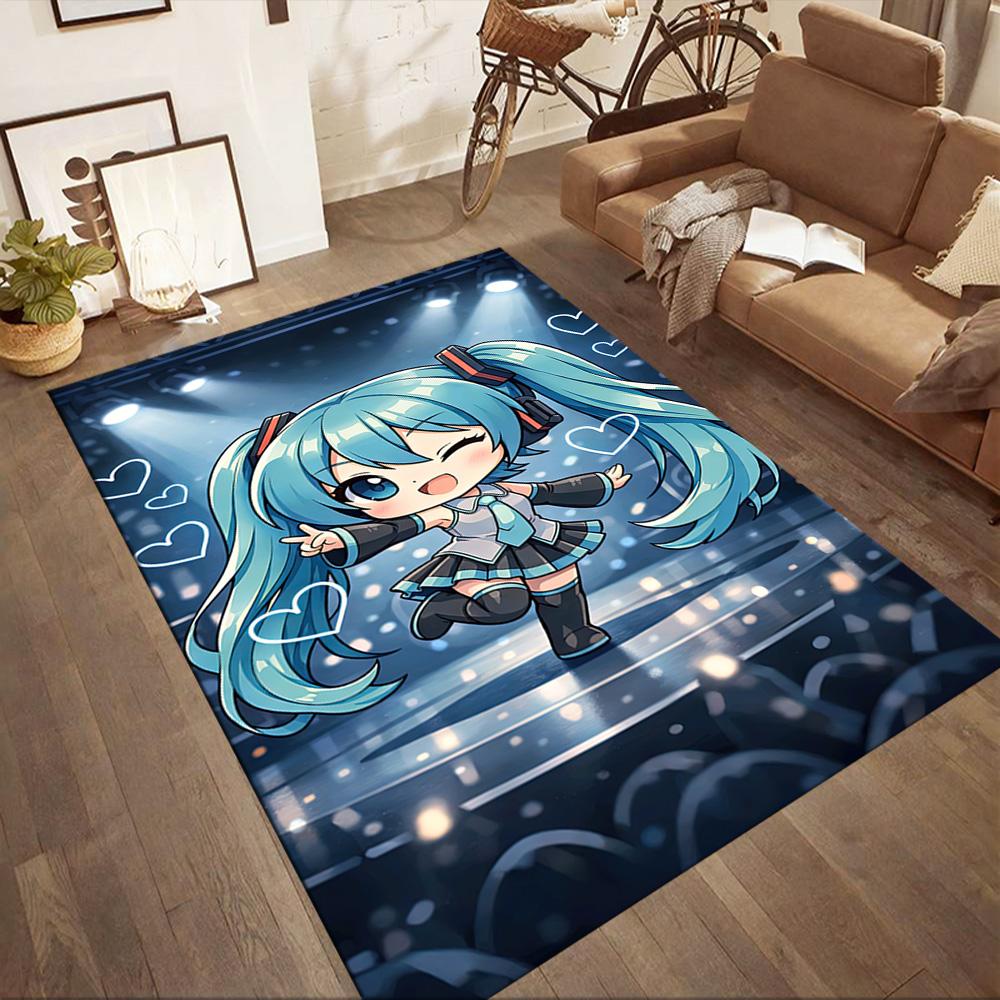 Hatsune Miku Style Square rugs are a great choice for living rooms, bedrooms, home décor, and as gifts.