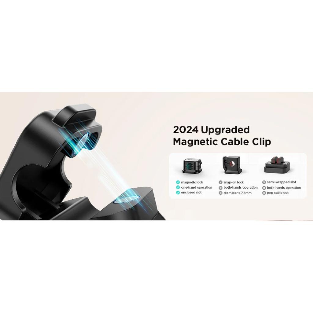 Joyroom Magnetic Cable Clips Cable Smooth Adjustable Cord Holder Under Desk Cable Management Wire Keeper Cable Organizer Holder
