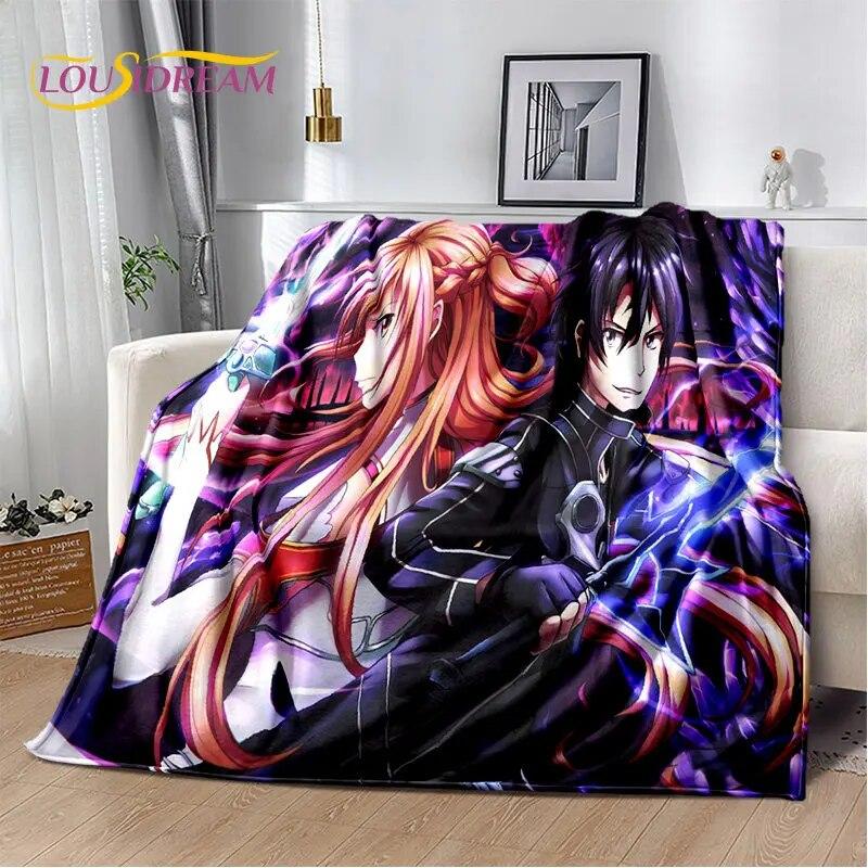 Sword Art Online SAO Anime Cartoon Soft Plush Blanket,Flannel Blanket Throw Blanket for Living Room Bedroom Bed Sofa Picnic Kids