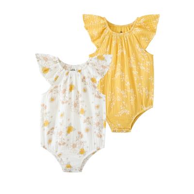 2 Pcs Fashion Baby Girls Bodysuits 100%Cotton Soft Newborn Clothes