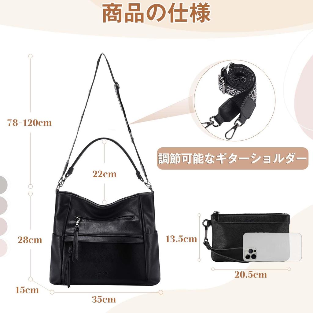 VASCHY Women's Tote Bag, Large Capacity Business Bag with PU Leather, Handbag and Pouch Set, A4 Size, Waterproof, CrossbodyShoulder Bag, Perfect for