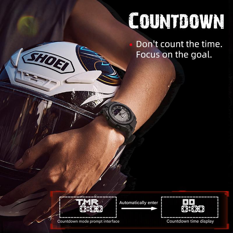 NORTH EDGE FORTRESS 2026 Men's Army Military Digital Watch Outdoor Sports Waterproof 50M Watches World Time Countdown LED Clock