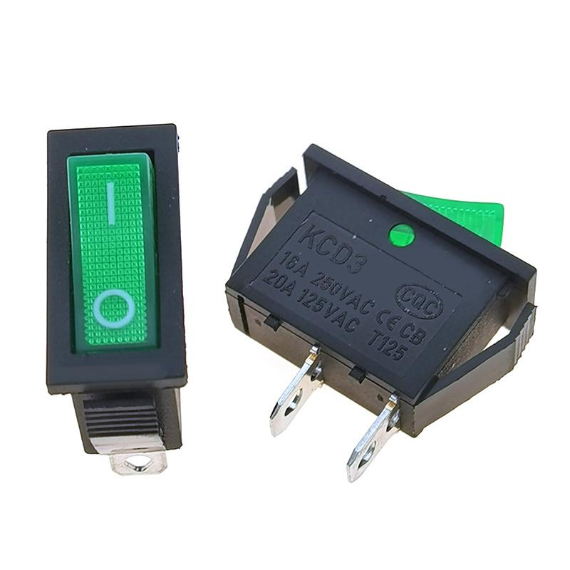 5Pcs Kcd3 Rocker Switch 16A 250Vac/ 20A 125Vac 2/3 Position Electrical Equipment With Light Power Switch On-Off On-Off-On