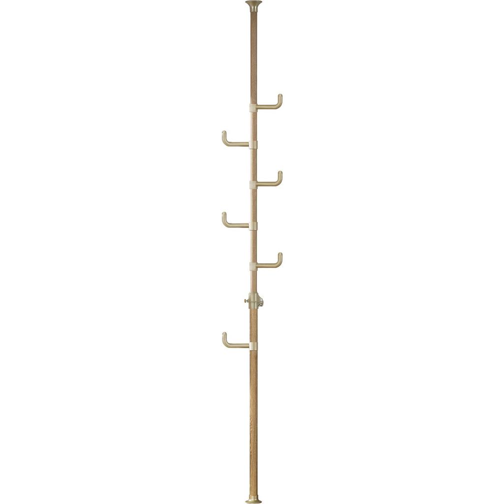 YAMAZEN Tension Pole Clothes Rack Natural Wood (Height 190-260cm), Grain, WJ-725R(GNA)