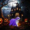 Halloween Ghost Dog Statue Spooky Resin Ghost Puppy Figurine Sculpture Holiday Party Home Office Desktop Decoration Ornament