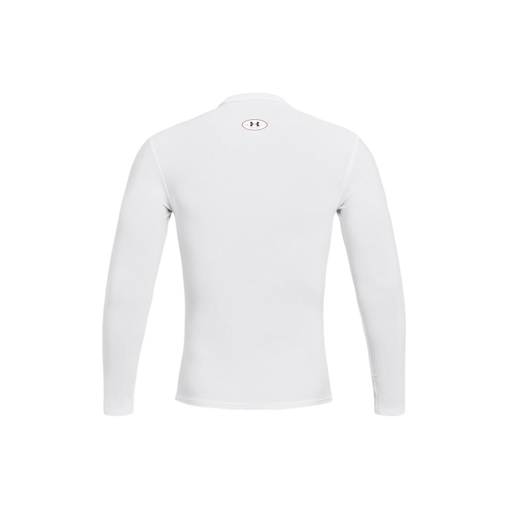 Under Armour HeatGear® OG Logo Print Crew Neck Slim Fit Long Sleeve Workout Shirt Men tops White 1387696-100