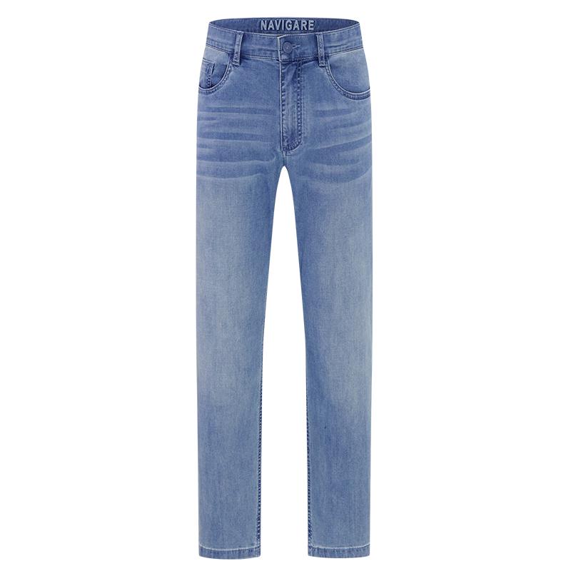 Navigare Men's Washed Cooling Antibacterial Straight Cropped Jeans