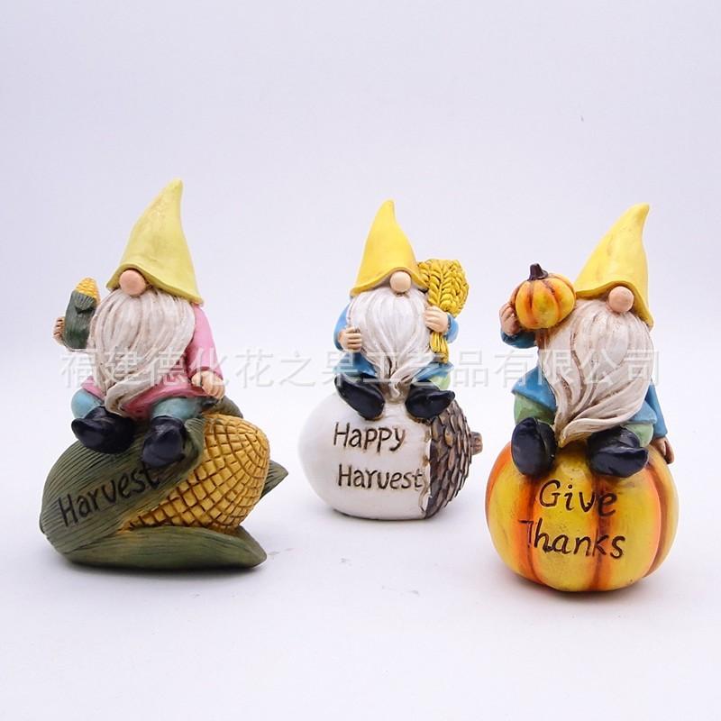 Harvest Festival Gnome Figurines Resin Garden Home Decor Thanksgiving Tabletop Ornaments