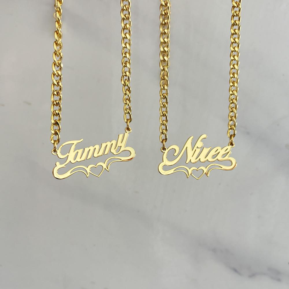 Qiuhan OEM 5mm Cuban Chain Stainless Steel Women s Name Custom Necklace Necklace&16inches(40.64cm) серебряный