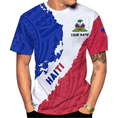 Pánské 2026 Haiti Vlajka 3D Potisk Tričko Volné Sportovní Ležérní Kulatý Výstřih Letní Krátký Rukáv Tričko