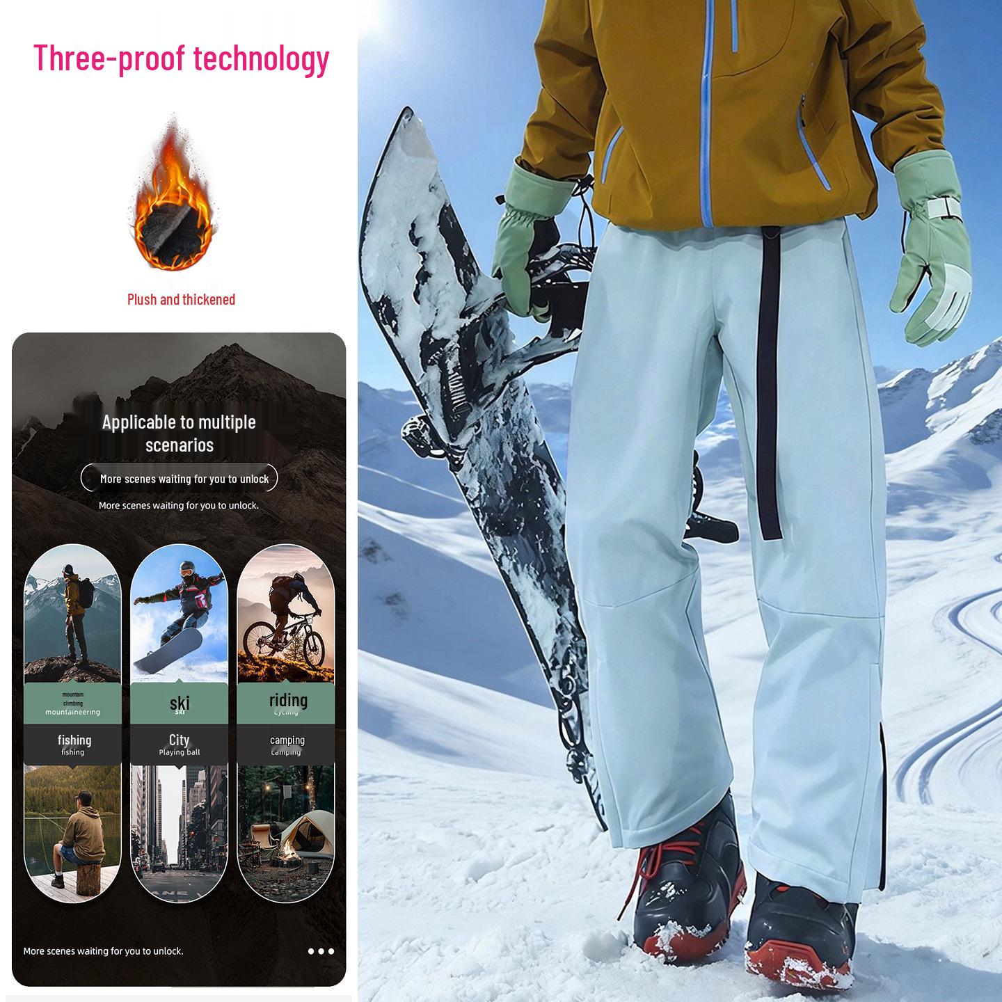 

Xuexiang Men s Fleece-Lined Waterproof Windproof Outdoor Pants for Autumn/Winter L