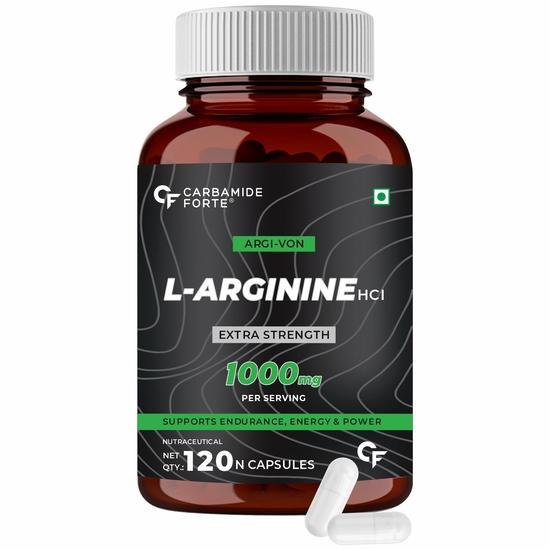 Carbamide Forte L Arginin 1000mg Nahrungsergänzungsmittel pro Portion - 120 Vegane Kapseln & L Citrullin Pulver 2000mg - Geschmacksneutral - 50 PORTIONEN - 100g