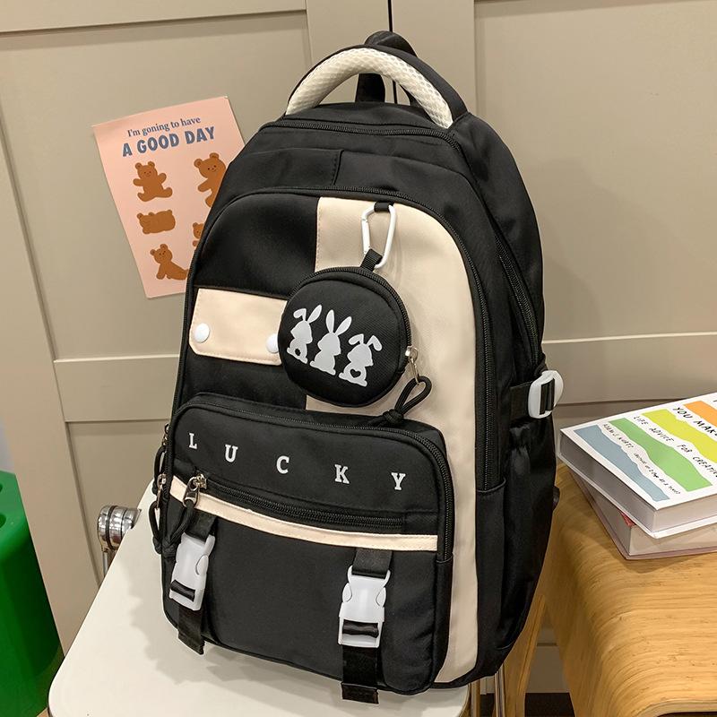 Children's School Bag Elementary School Students Girls Junior High School Students Contrast Color Backpack