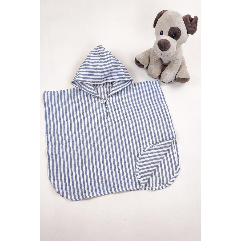 Poncho enfant en mousseline de coton 100 % biologique, certifié Oeko-tex, simple épaisseur