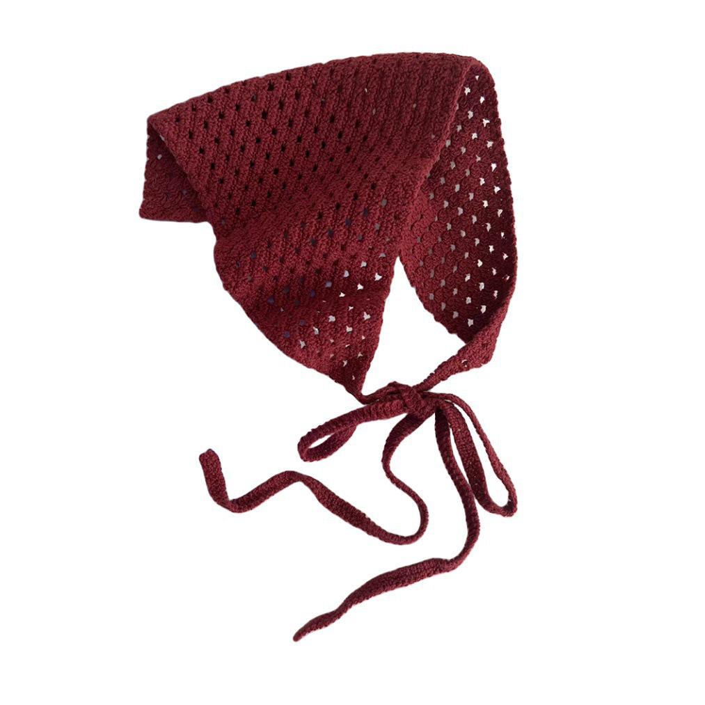 Ręcznie robiona szydełkowa trójkątna chusta na głowę: Francuski Retro, Wszechstronny, Styl Pastoralny