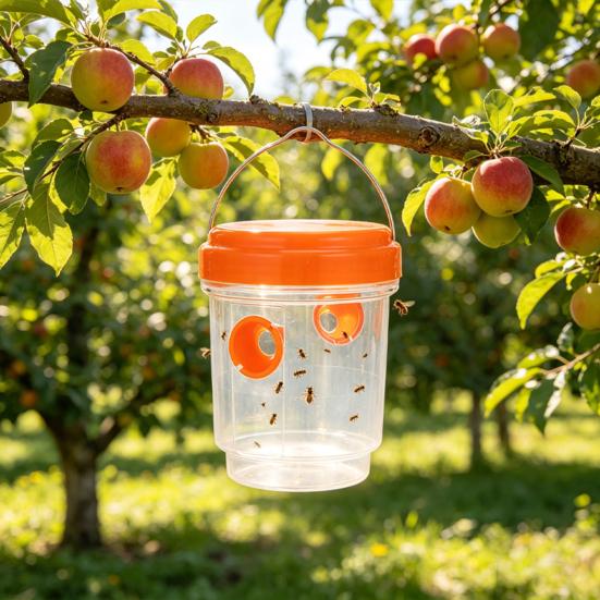 Hanging Wasp Trap Reusable Fruit Fly Trap Eco-friendly Detachable Plastic Hornet Trap with Two Entrances for Garden Orchard Effective Insect Control