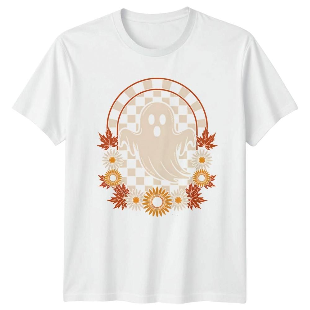 Boho Ghost Autumn Leaves Flowers TShirt Fall Halloween Gift For Him And Her S