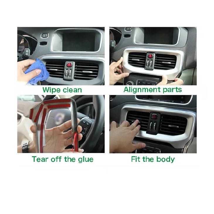 For Volvo V40 Interior Console Air Conditioning Outlet Decorative Cover Trim Stainless Steel Car Accessories Styling