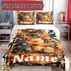 3pcs Duvet Cover Set (1*Duvet Cover + 2*Pillowcase, Without Core), Custom Name Charizard VS Blastoise Pattern Bedding Set, Home Bedroom Decor Gift