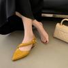 Inner Height Increase Pointed Hollow Shallow Mouth Single Shoes Women'S Spring French One-Word With Bag Head Sandals