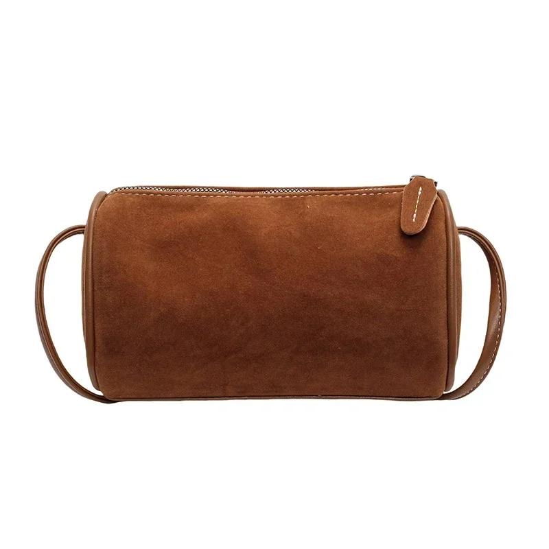 

Модные однотонные повседневные сумки из искусственной замши, простые сумки через плечо, высококачественные компактные универсальные сумки через плечо коричневый